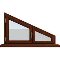 Деревянное окно – трапеция из лиственницы Модель 115 Орех